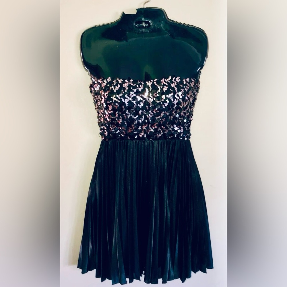 Gold Sequin Strapless Dress